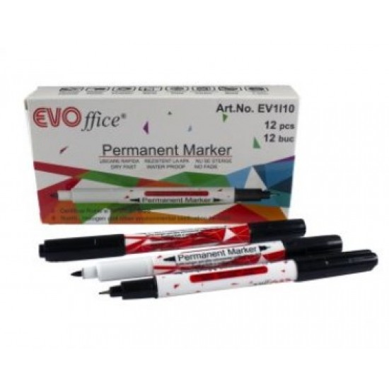 Marker permanent CD 2 capete Evo negru EV1I10