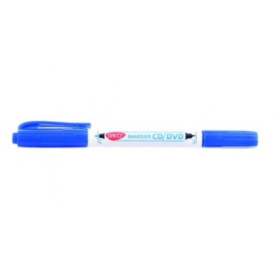 Marker permanent CD 2 capete Daco 0.5-1mm albastru MK301A