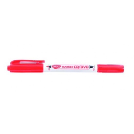 Marker permanent CD 2 capete Daco 0.5-1mm rosu MK301R