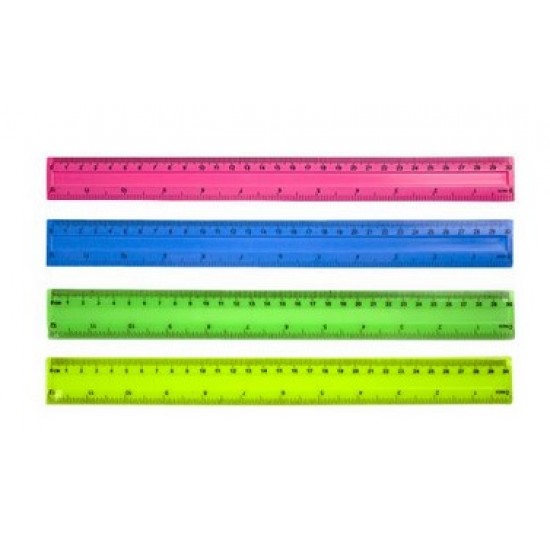 Rigla 30cm plastic transparent color asortate 5129 EG3L04