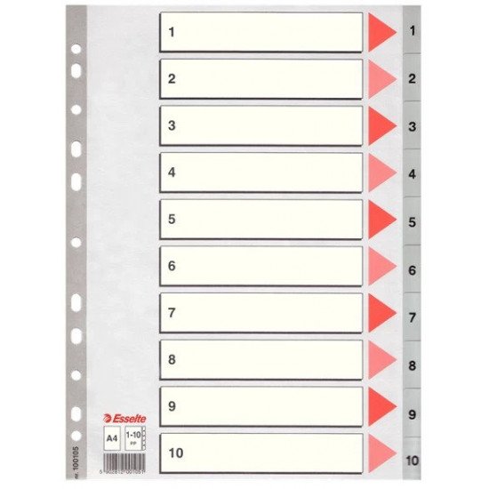 Separator plastic A4 numeric 1-10 Esselte 100105