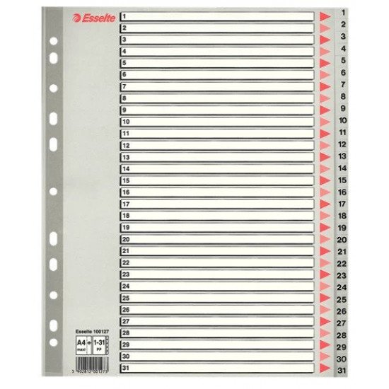 Separator plastic A4 numeric 1-31 Esselte 100108