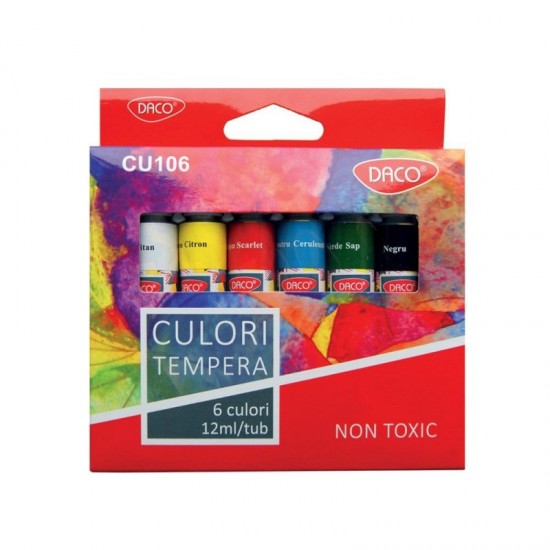 Acuarele tempera 6 culori Daco 12ml CU106