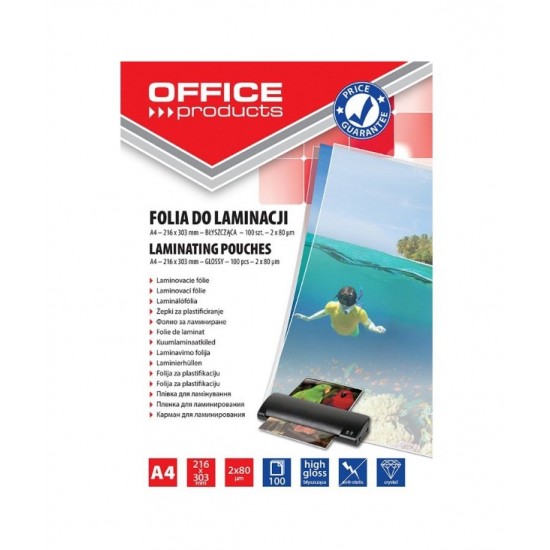 Folie laminare A4 80 microni 216x303mm 100/top Office