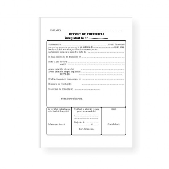 Decont de cheltuieli inregistrate