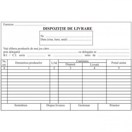Dispozitie livrare A5