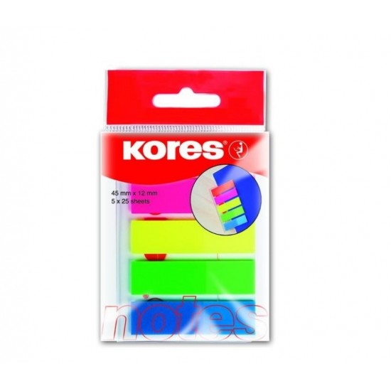 Post-it index film 12x45mm 5 culori 5x25file Kores KS00010