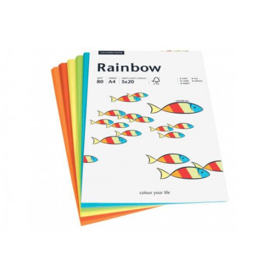 Hartie A4 Rainbow 80g culori intense 100/top