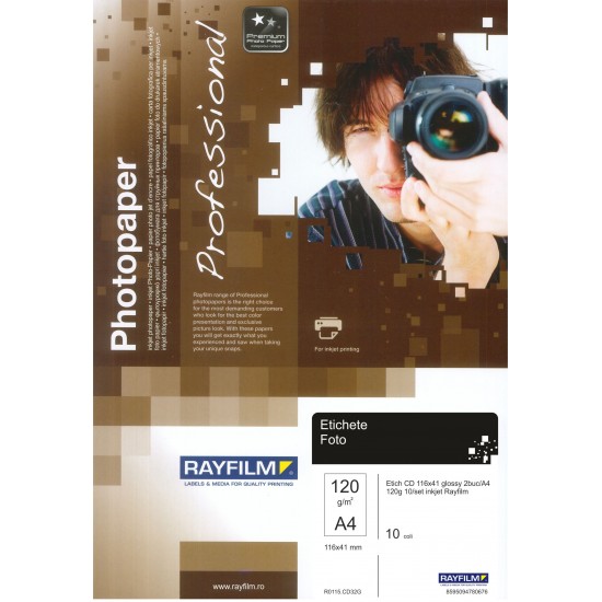 Etichete autoadezive CD/DVD Rayfilm 116x41 lucioase