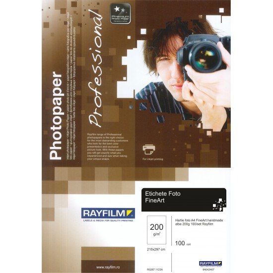 Hartie foto Rayfilm A4 FineArt handmade alba 200g 100/set