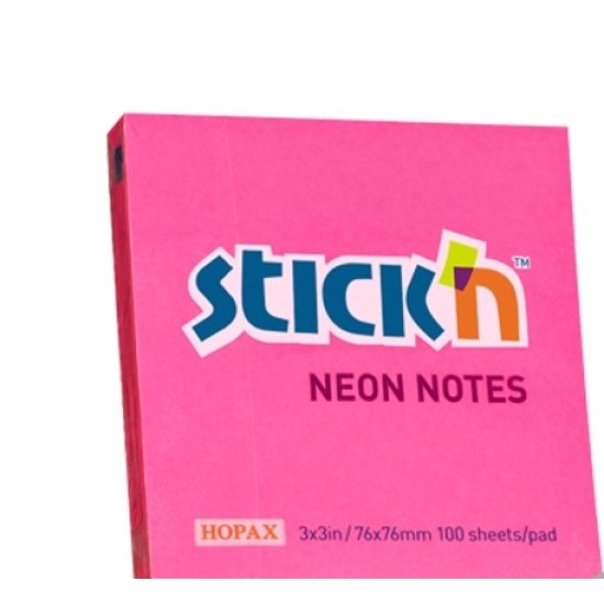 Post-it 75x75mm color rosu neon 100 file Hopax/Stick