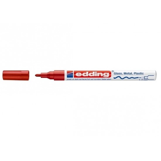 Marker cu vopsea Edding 751 rosu 1-2mm corp metalic ED751002