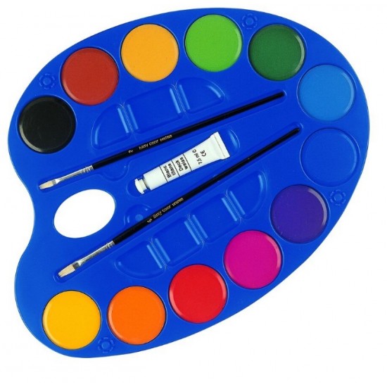 Acuarele 12 culori + pensula + paleta Morocolor 44mm tub alb 102A12TOMPRO MC15526 Acuarele 12 culori + pensula + paleta Morocolor 44mm tub alb 102A12TOMPRO MC15526